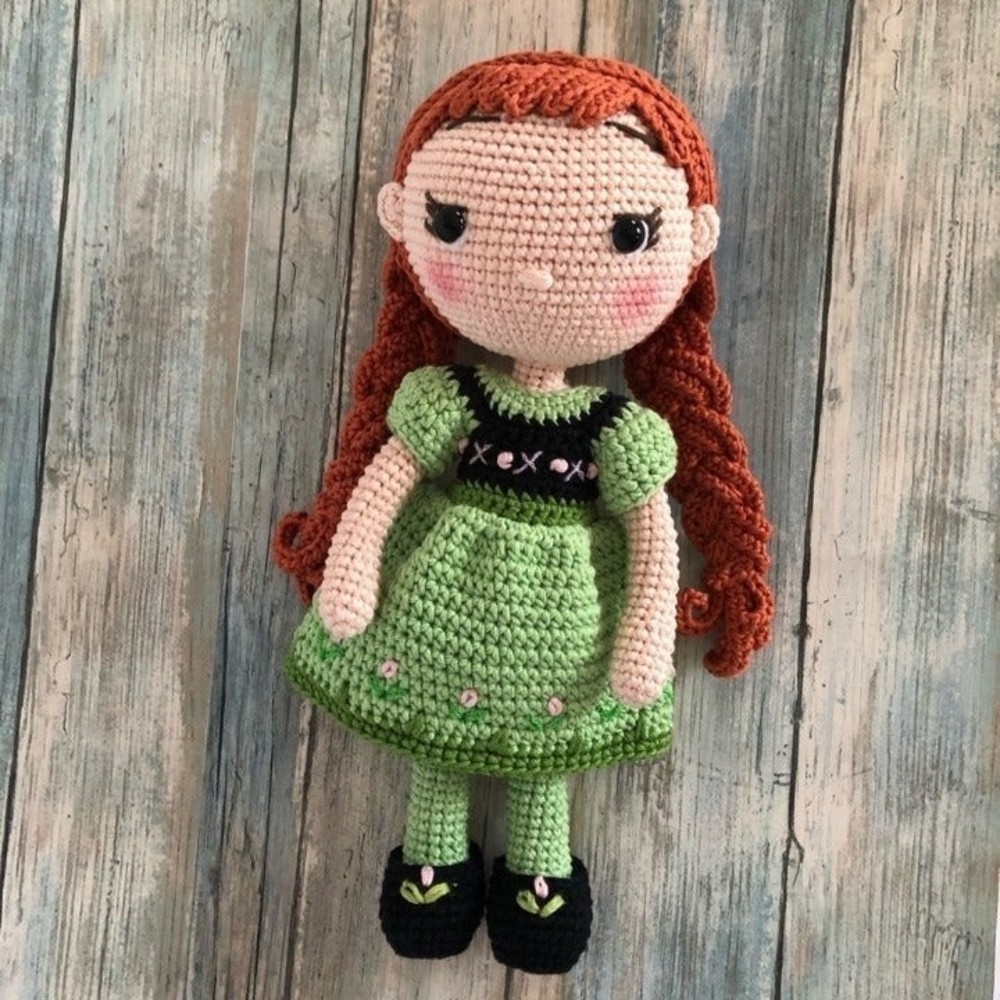 Princess Ana, Handmade Doll, Amigurumi Princess, Plush Doll, Crochet Princess11"
